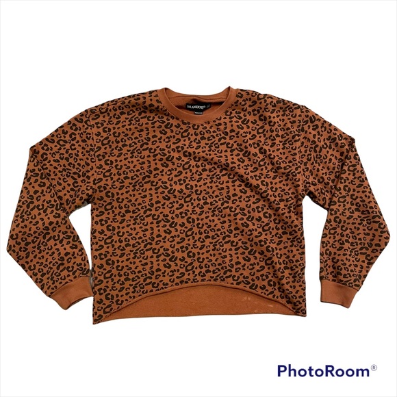 BLANKNYC Cheetah Print Crop Sweatshirt In Adulting pullover sweater size XS - Picture 2 of 6